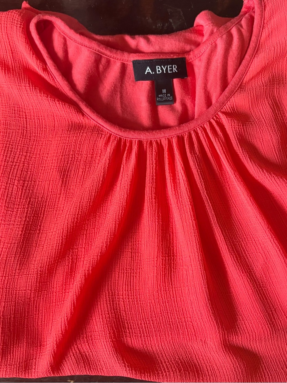 A. Byer Coral Pink Ruffle Sleeve Women's Top - Picture 5 of 5